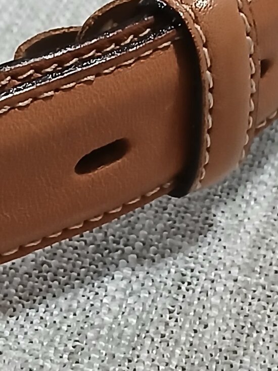 Talbots XL Butterscotch Color Leather Belt with Silver Metal Shield Buckle - Picture 3 of 12